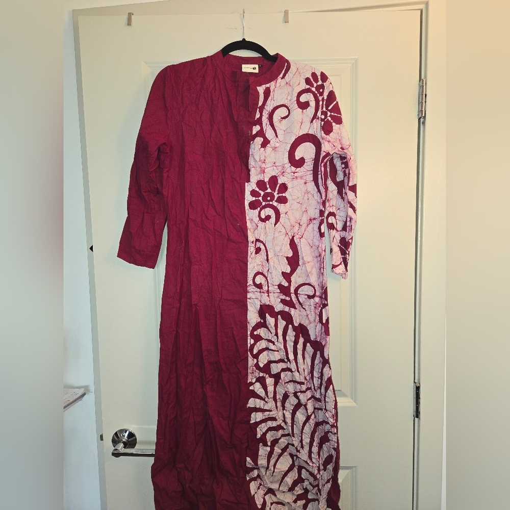 Red and white dress batik